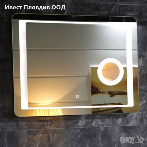 Огледало за баня 60х80см с LED осветление и TOUCH SCREEN, снимка 1