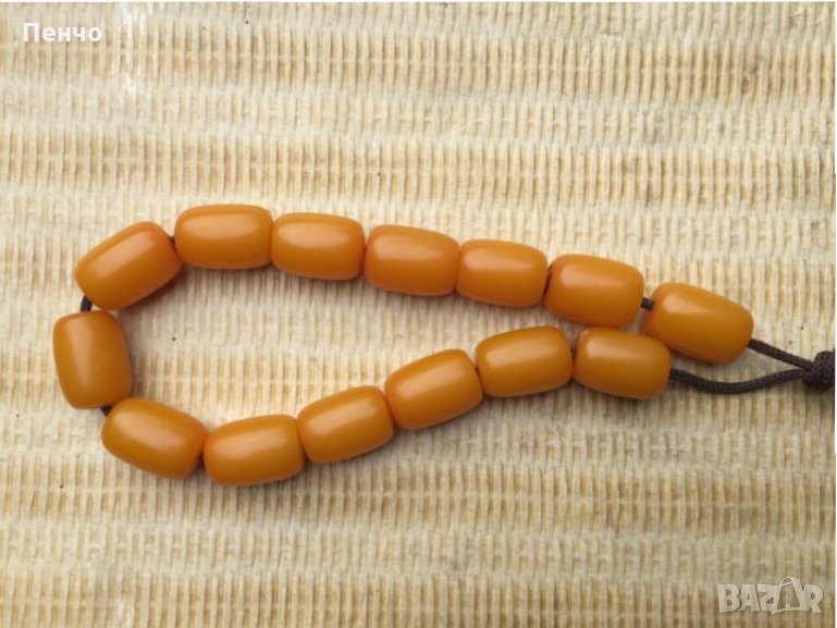 зърна от стара броеница /кехлибар, бакелит, фатуран/ - 14 броя, снимка 1