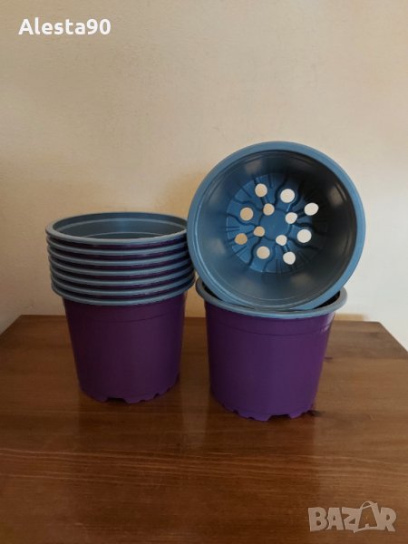 Работни саксийки ф10,5 - Тъмно лилави , снимка 1