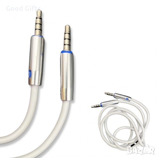 AUX кабел за музика с 3 пина, Бял, снимка 1