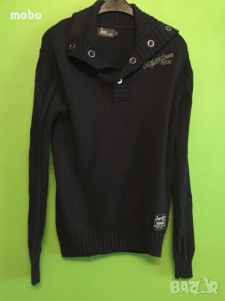 Мъжки памучен пуловер в тъмно синьо, марка Garcia,  размер  „ L „ с дълъг ръкав ., снимка 1