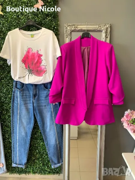 Дамска тениска, дънки и сако   , снимка 1