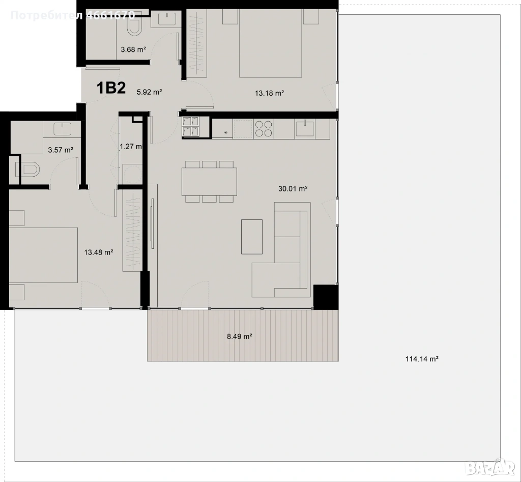 Тристаен апартамент в Младежки хълм, снимка 1