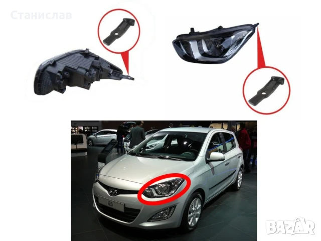 Щипка за захващане на фар Hyundai i20 MK1 Facelift, снимка 4 - Части - 50645168