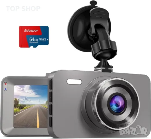 Високоскоростна камера Edospor Dash Cam за автомобили + 64G SD карта, снимка 5 - Аксесоари и консумативи - 48487399