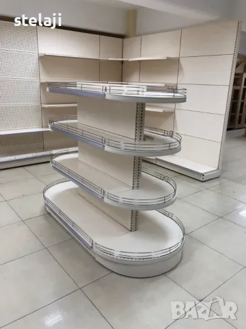 Заоблен островен стелаж за хранителни стоки, аптека, книжарница, зоомагазин, детски магазин и др, снимка 5 - Оборудване за магазин - 46587298