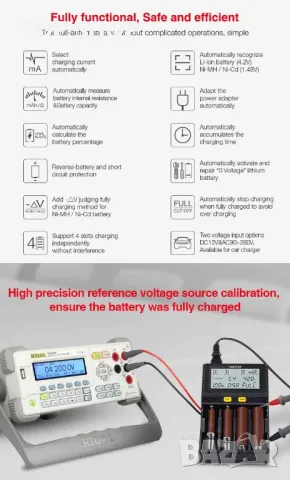 LGIDTECH C4 MiBOXER Smart Зарядно устройство за батерии 4 слота LCD дисплей Li-Ion, IMR, INR, ICR, N, снимка 6 - Друга електроника - 49049668