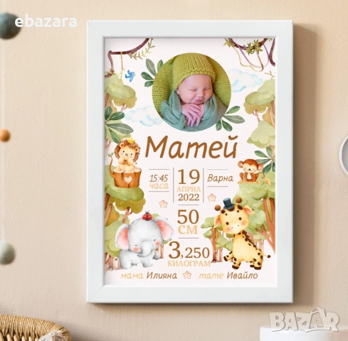 Постер-Бебешки визитки със снимка по избор♥️♥️♥️, снимка 3 - Декорация за дома - 51534745