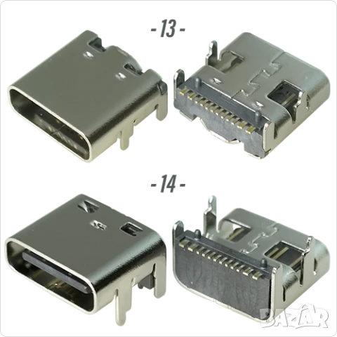 Букса конектор USB Type-C  16 pin ,17 pin USB 3.1 , USB 3.2 SMT Connector, снимка 8 - Ремонт на друга електроника - 50675457