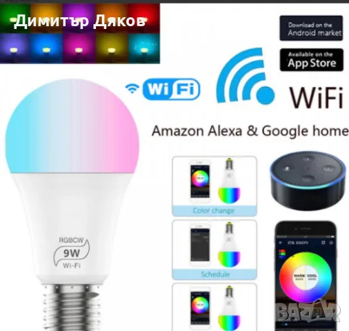 Интелигентна WiFi,smart , LED крушка ,с достъп за управление