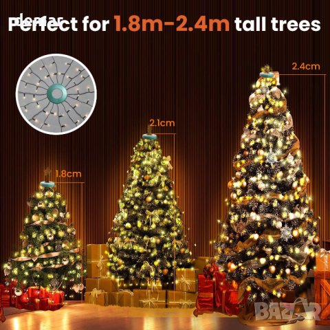 GARITE Коледни светлини за елха, 2 м x 16Line 400LEDs, топло бяло, снимка 7 - Декорация за дома - 43142132