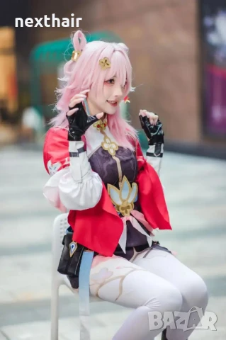 Аниме косплей розова перука Honkai Star Rail March high quality cosplay, снимка 6 - Аксесоари за коса - 50451524