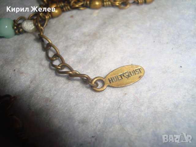 КРАСИВО ФЛОРАЛНО МАРКОВО ВИНТИДЖ АРТ БРОНЗОВО КОЛИЕ ОГЪРЛИЦА с ШЛИФОВАНИ КАМЪНИ 30159, снимка 13 - Колиета, медальони, синджири - 37851568