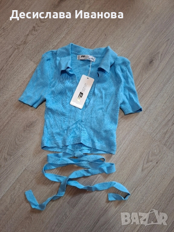 Плетена блуза с къс ръкав XXS размер