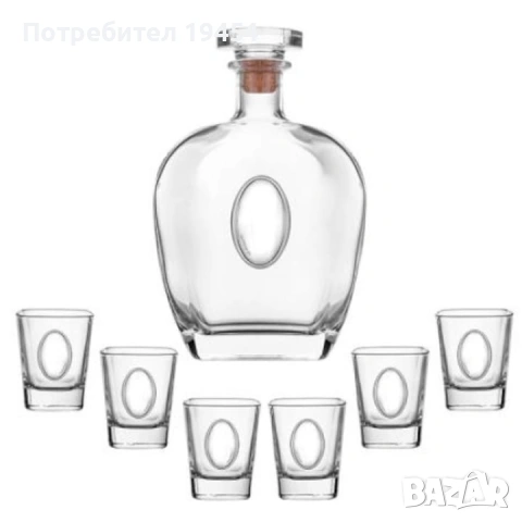 Сет  Бутилка + 6 чаши, За ракия
