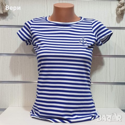 Нова дамска класическа моряшка тениска с трансферен печат Котва, снимка 2 - Тениски - 27952487
