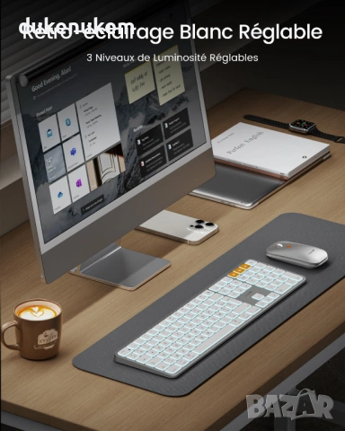 Безжичен комплект клавиатура и мишка за Mac – AZERTY, Bluetooth, снимка 3 - Клавиатури и мишки - 53382101