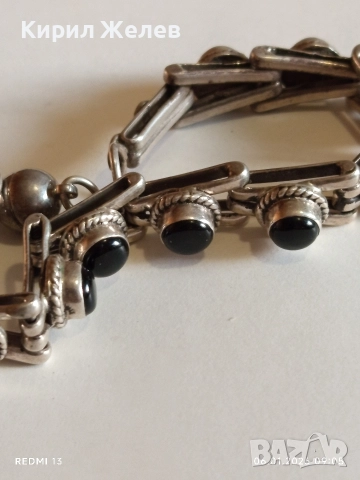 Сребърна гривна с ОНИКС ръчна занаятчийска изработка уникална 34313, снимка 6 - Гривни - 53002389