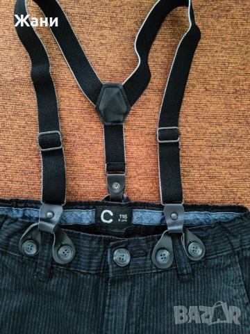 Детски панталон с тиранти 116 размер, снимка 2 - Детски панталони и дънки - 52635984