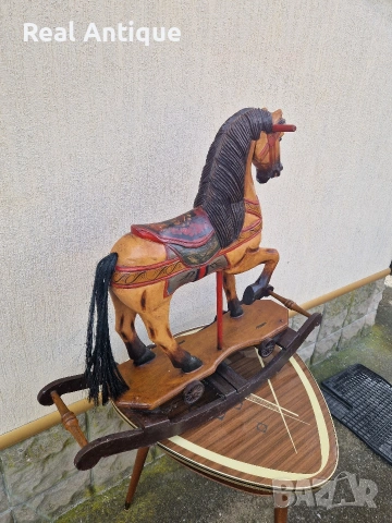 Уникална огромна антикварна дървена фигура играчка люлка , снимка 9 - Антикварни и старинни предмети - 53482640