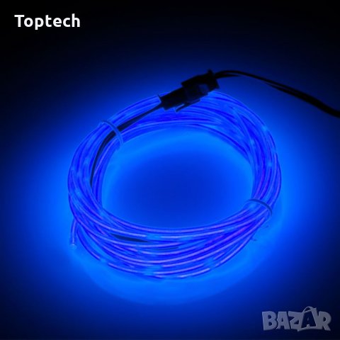LED лента син неон с батерии 3м, снимка 2 - Лед осветление - 32672222