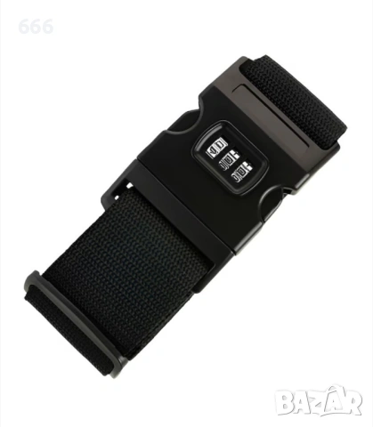 Ремък за багаж с комбинация за безопасност на куфара, Ширина 5 см, Дължина 200 см, Черна, снимка 7 - Други стоки за дома - 53333780