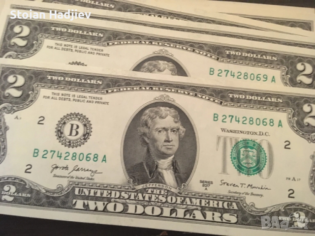 10 броя банкноти от 2 долара,нецирколирали , снимка 2 - Нумизматика и бонистика - 52409070