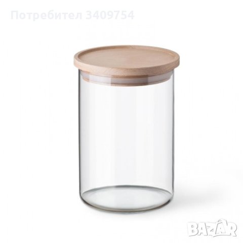 Стъклен буркан с дървена капачка, различни размери, снимка 3 - Кутии за храна - 43425182
