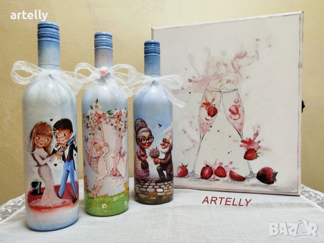 Бутилки за наричане - подарък за младоженци, снимка 6 - Подаръци за сватба - 44659674