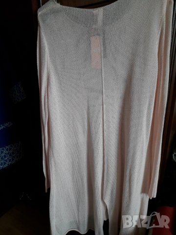 Нова дамска дълга плетена туника с дълъг ръкав розова, снимка 4 - Туники - 28829308