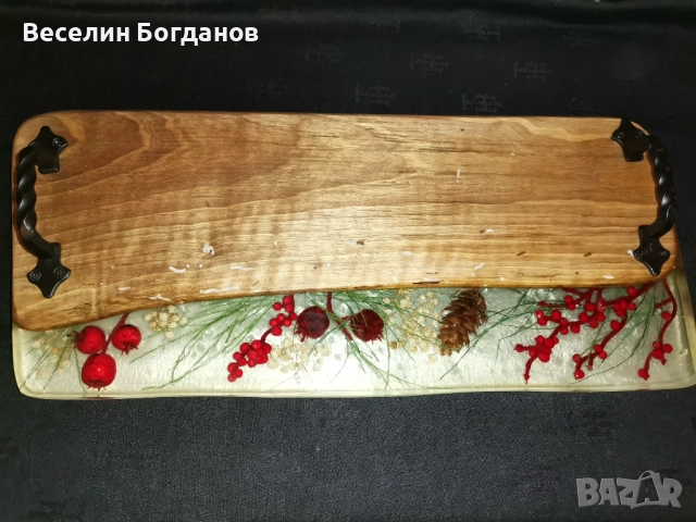 Дъска за сервиране и рязане, епоксидна смола с коледни мотиви, снимка 4 - Коледни подаръци - 52676563