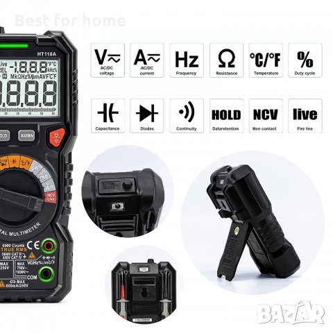 Цифров мултицет METERK HT118A, снимка 7 - Други инструменти - 39643885