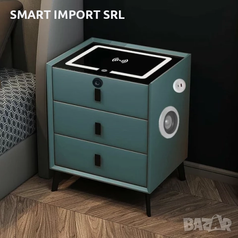 Интелигентно нощно шкафче Smart Heater, USB и Type-C порт, Bluetooth, зелен, снимка 2 - Шкафове - 51999781