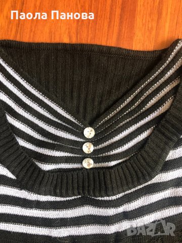 Черна плетена блуза с камъчета, снимка 2 - Блузи с дълъг ръкав и пуловери - 33619920