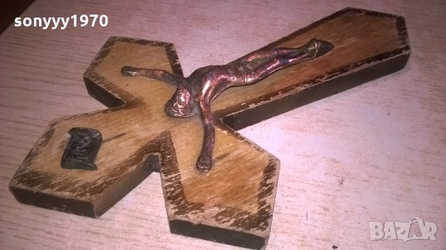 кръст с христос-23х14см-дърво мед/месинг, снимка 17 - Колекции - 28111223