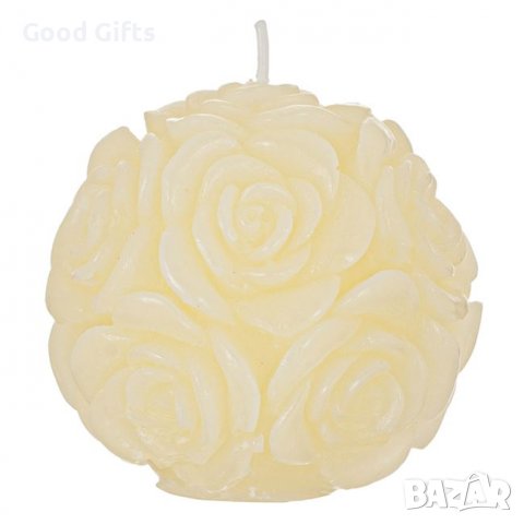 Ароматна 3D Свещ топка , екрю релефни рози, снимка 1 - Други - 39210731