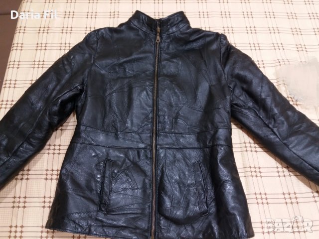 Черно яке от ЕСТЕСТВЕНА КОЖА с подплата тънка вата , снимка 4 - Якета - 26675706