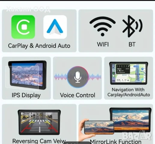 7-инчов CarPlay Android Auto 12-24V, снимка 4 - Навигация за кола - 50913910