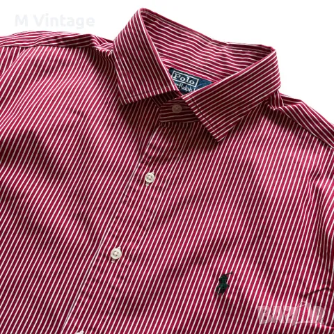 Мъжка риза Polo Ralph Lauren Classic Fit Striped Stretch Poplin Shirt Red/White, снимка 3 - Ризи - 49610886