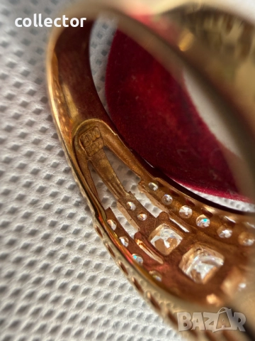 Дизайнерски сребърен пръстен с позлата и камъни. №7775, снимка 9 - Пръстени - 52847732