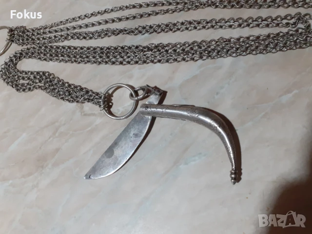 Страхотен голям османски сребърен кюстек с джобно ножче, снимка 5 - Антикварни и старинни предмети - 51074655