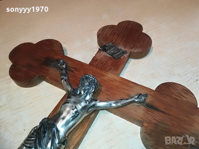 ГОЛЯМ ДЪРВЕН КРЪСТ С ХРИСТОС-46Х27СМ, снимка 10 - Колекции - 28318380