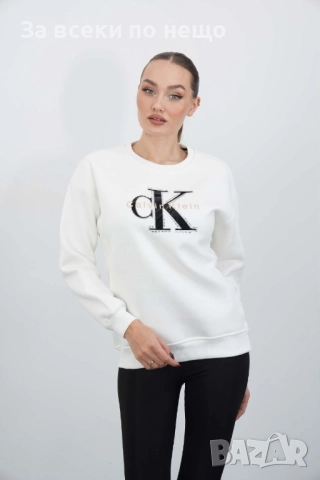Calvin Klein Дамска Памучна Бяла Блуза С Дълъг Ръкав Код A965, снимка 3 - Блузи с дълъг ръкав и пуловери - 52059606