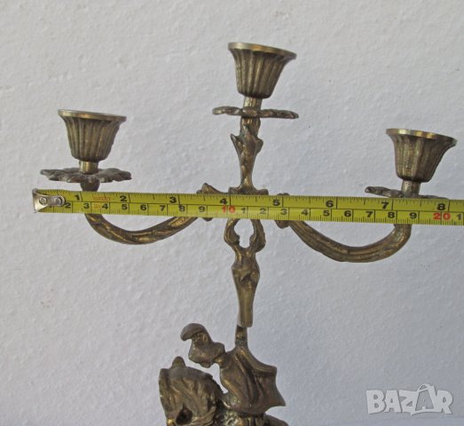 2 бр. свещник с рицар, месинг бронз метал, свещници фигура малка пластика, снимка 6 - Статуетки - 28963323