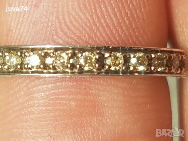 СРЕБЪРЕН ПРЪСТЕН С ДИАМАНТИ ЦВЯТ ШАПАНСКО (АФРИКА), снимка 5 - Пръстени - 49916559