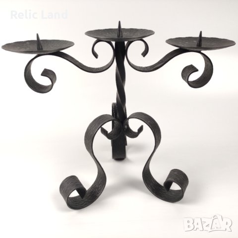 Троен метален свещник, снимка 3 - Декорация за дома - 43536520