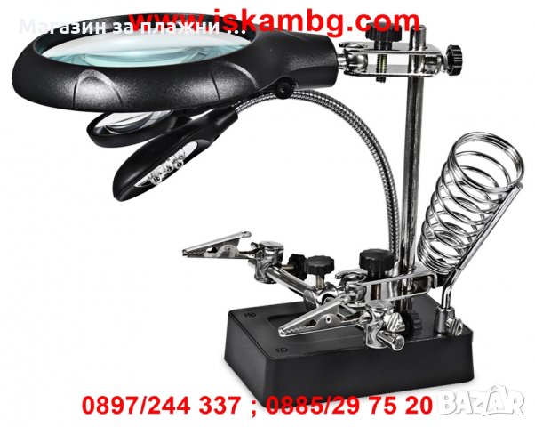 Настолна работна LED лампа с увеличителна лупа и трета ръка - КОД 16129, снимка 6 - Други инструменти - 28587837