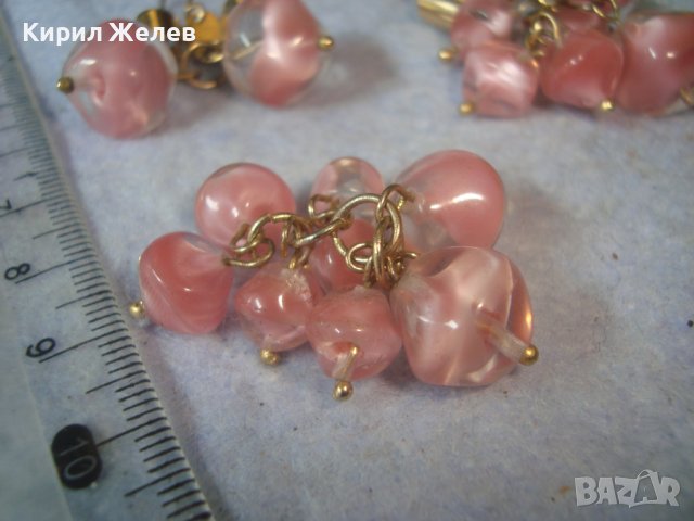 СТАРИ ПОЗЛАТЕНИ РЕТРО ВИНТИДЖ ОБЕЦИ АРТ ВИСУЛКИ с ВЕНЕЦИАНСКО ЦВЕТНО СТЪКЛО 27687, снимка 5 - Обеци - 37743938