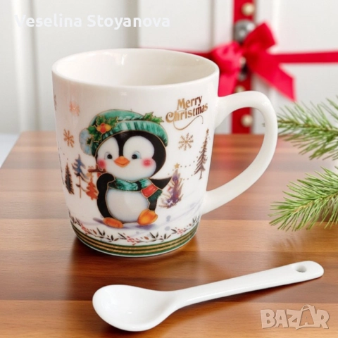 Празничен комплект чаша + лъжичка в луксозна кутия – “Merry Christmas” , снимка 6 - Чаши - 52638863