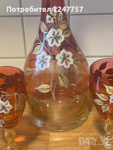 Винтидж бохемска Графа с бокали кристал Bohemia, снимка 3 - Чаши - 51508970